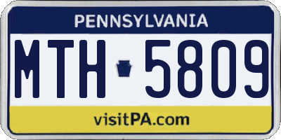 PA license plate MTH5809