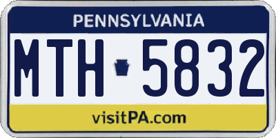 PA license plate MTH5832