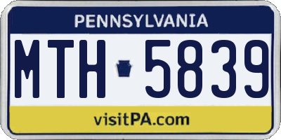 PA license plate MTH5839