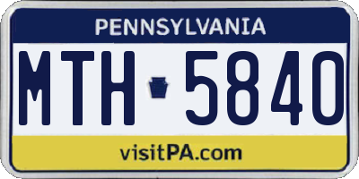 PA license plate MTH5840