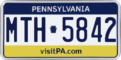 PA license plate MTH5842