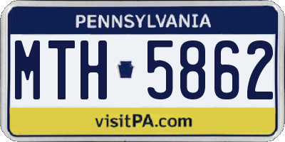 PA license plate MTH5862