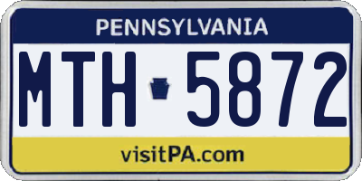 PA license plate MTH5872