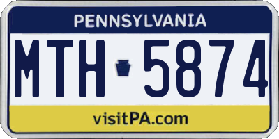PA license plate MTH5874