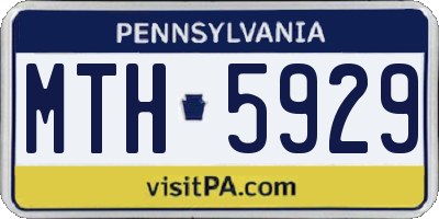 PA license plate MTH5929