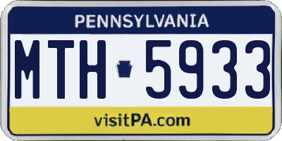 PA license plate MTH5933