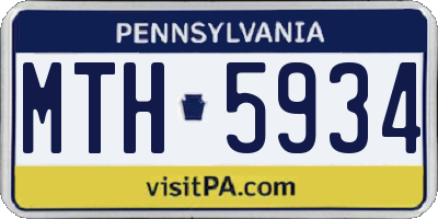 PA license plate MTH5934