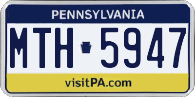 PA license plate MTH5947