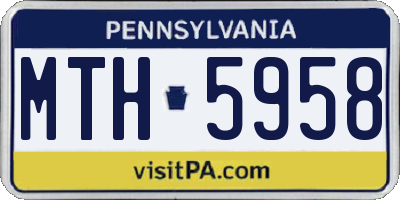 PA license plate MTH5958