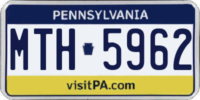 PA license plate MTH5962