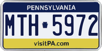 PA license plate MTH5972