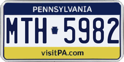 PA license plate MTH5982
