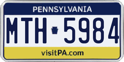 PA license plate MTH5984