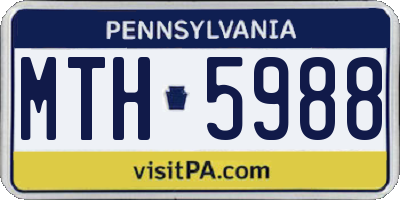 PA license plate MTH5988