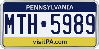 PA license plate MTH5989