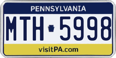 PA license plate MTH5998