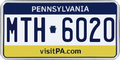 PA license plate MTH6020