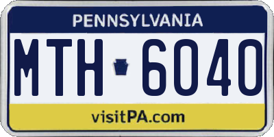 PA license plate MTH6040