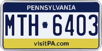 PA license plate MTH6403