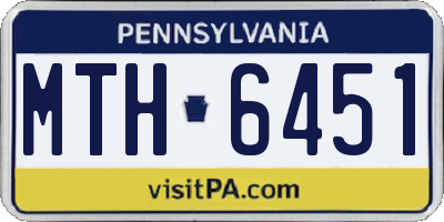 PA license plate MTH6451