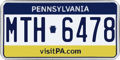 PA license plate MTH6478