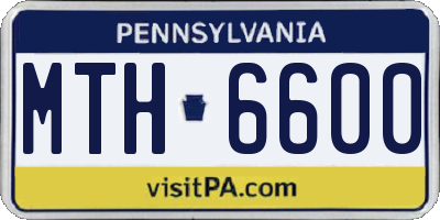 PA license plate MTH6600