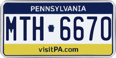 PA license plate MTH6670