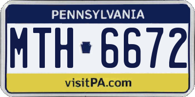 PA license plate MTH6672