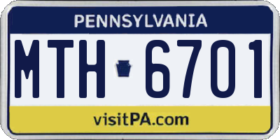 PA license plate MTH6701