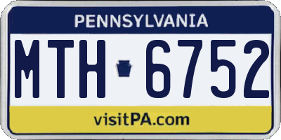 PA license plate MTH6752