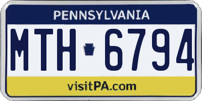 PA license plate MTH6794