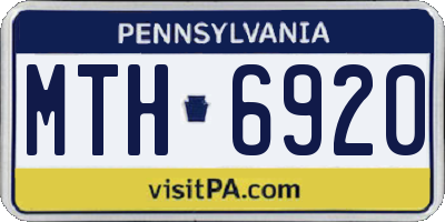 PA license plate MTH6920