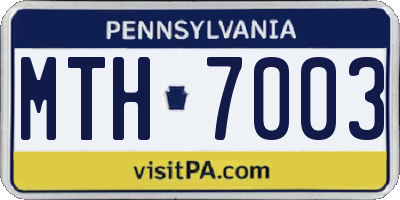 PA license plate MTH7003