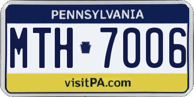 PA license plate MTH7006