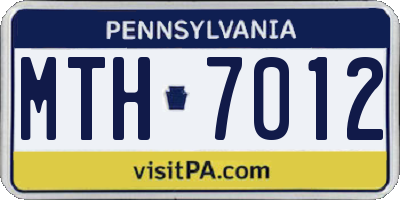 PA license plate MTH7012