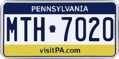 PA license plate MTH7020