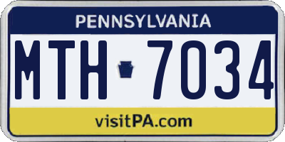PA license plate MTH7034