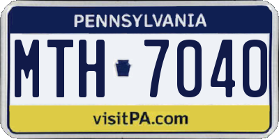 PA license plate MTH7040