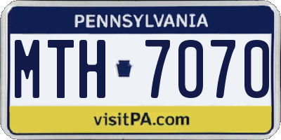 PA license plate MTH7070