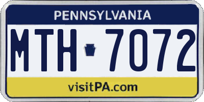 PA license plate MTH7072