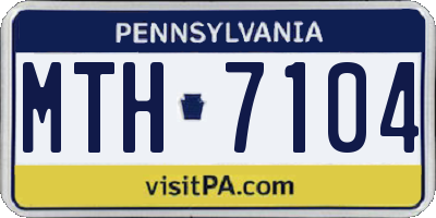 PA license plate MTH7104