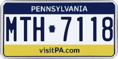 PA license plate MTH7118