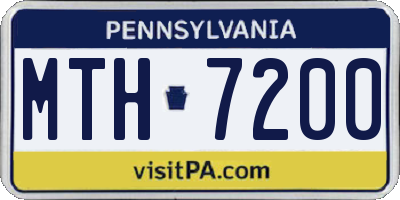 PA license plate MTH7200