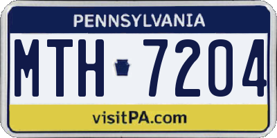 PA license plate MTH7204
