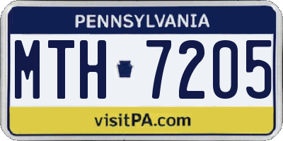 PA license plate MTH7205