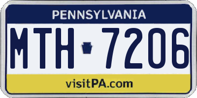 PA license plate MTH7206