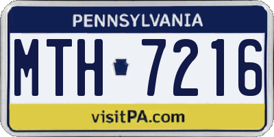 PA license plate MTH7216