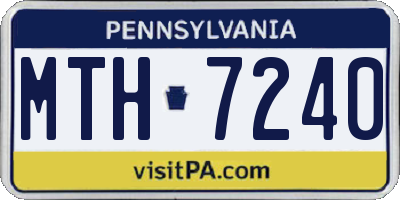 PA license plate MTH7240