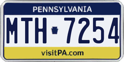 PA license plate MTH7254