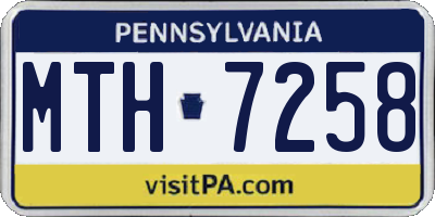 PA license plate MTH7258